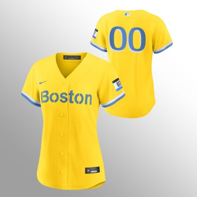 Boston Red Sox Personalized Women's Nike 2021 City Connect Gold Fans Version MLB Jersey No Name